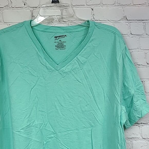 Men's Arizona Jeans XXL Casual V-Neck Tee Short Sleeve T-Shirt Green Big & Tall - Picture 2 of 4